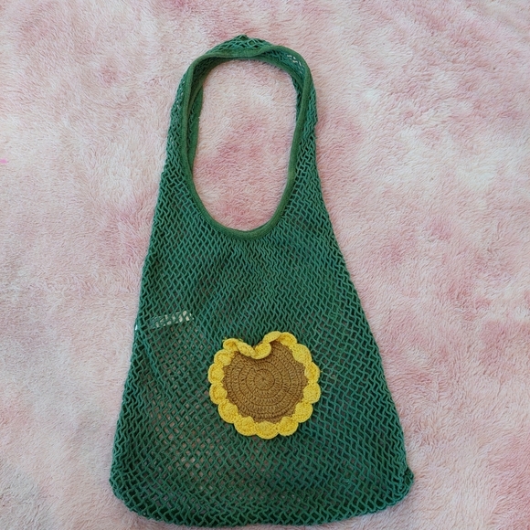Urban Outfitters Handbags - Urban Outfitters Sunflower Crochet Green Fishnet Open‎ Shoulder Bag